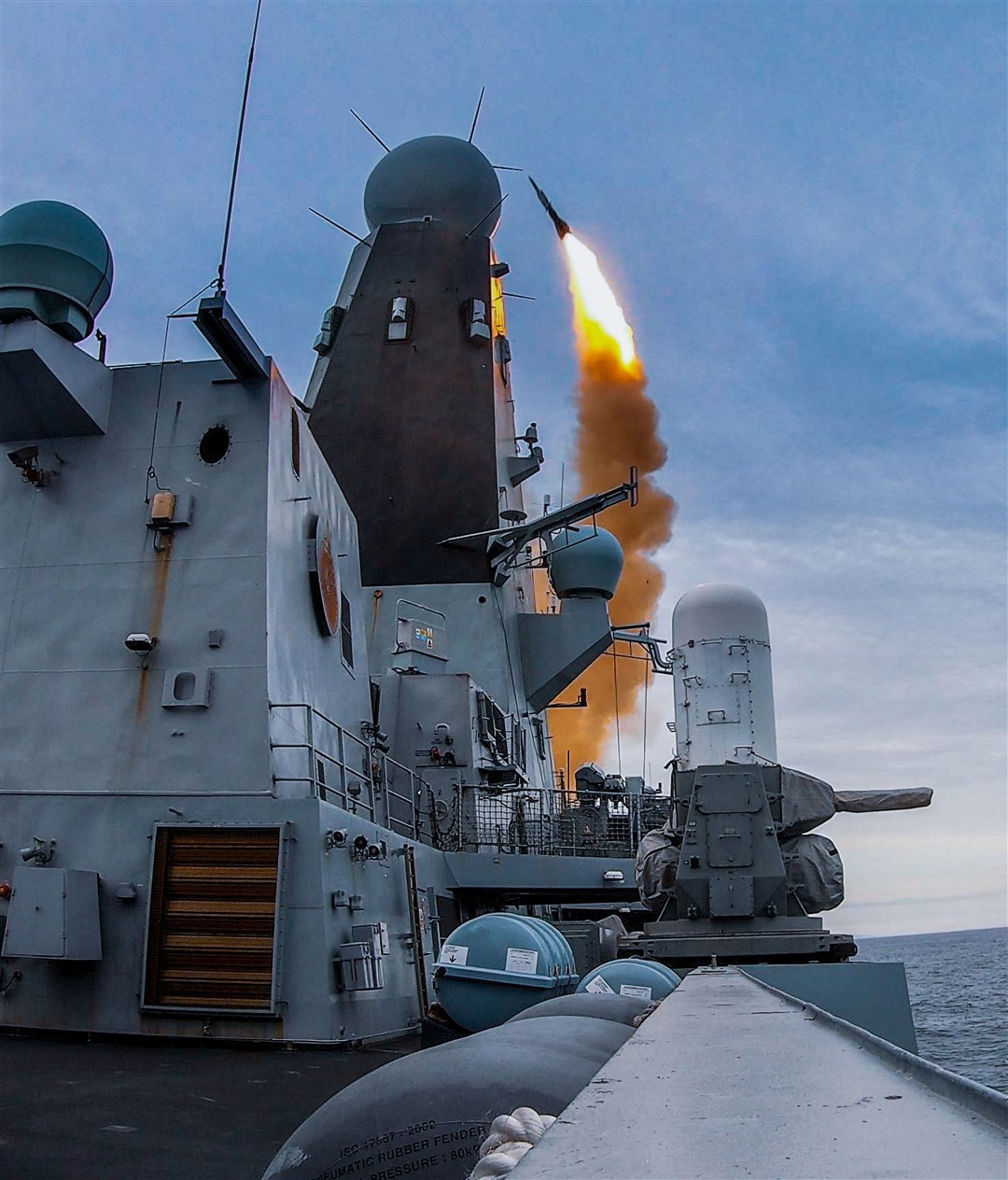 HMS Dragon, a Royal Navy Type 45 destroyer carrying out a successful firing of a Sea Viper missile in the Atlantic during a previous Exercise Formidable Shield. Picture: Royal Navy