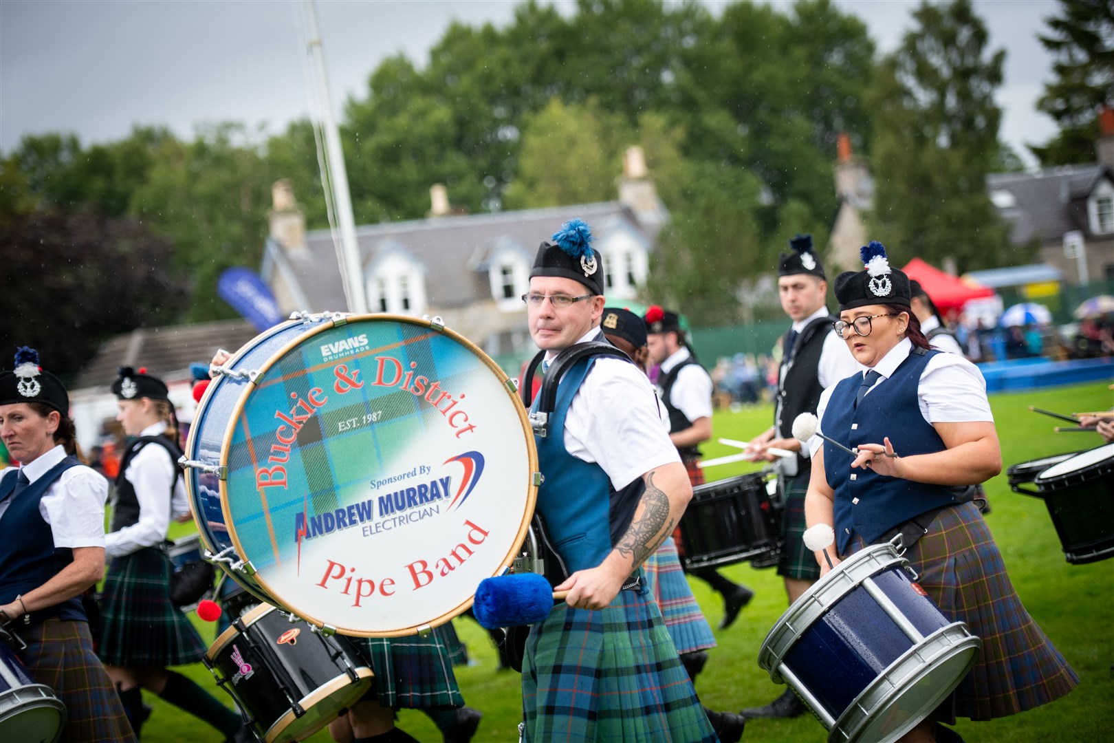 Some of the visiting pipes and drums from Buckie and district. Picture: Callum Mackay.