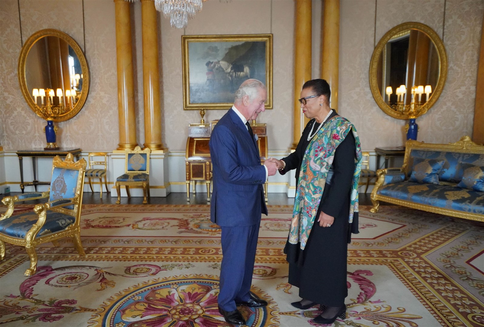 King Charles III during an audience with the Commonwealth secretary general Baroness Patricia Scotland at Buckingham Palace on Sunday (Victoria Jones/PA)
