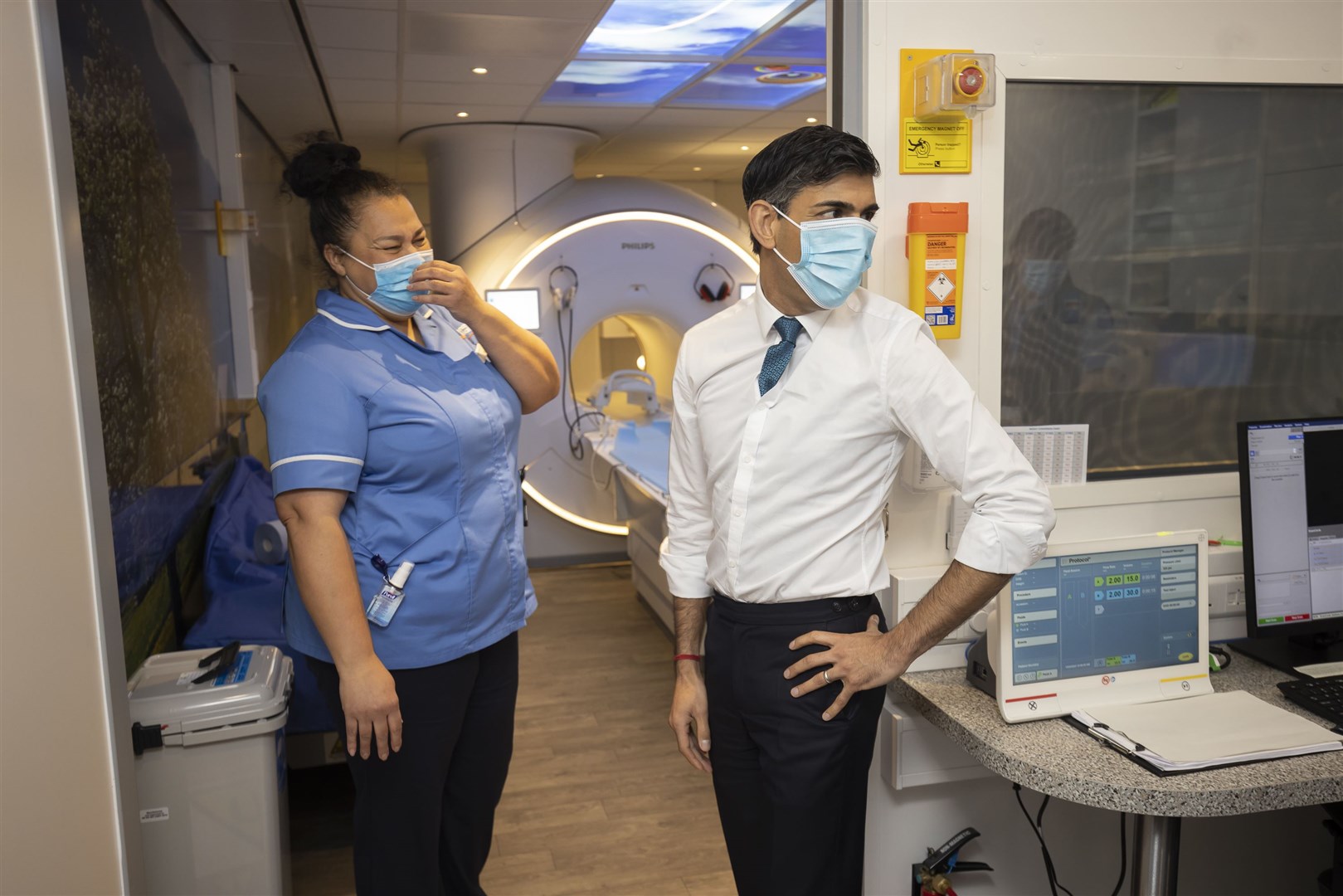 Prime Minister Rishi Sunak during a visit to Oldham Community Diagnostic Centre in Oldham, Greater Manchester. He said it was right to let the independent investigation conclude (James Glossop/The Times/PA)