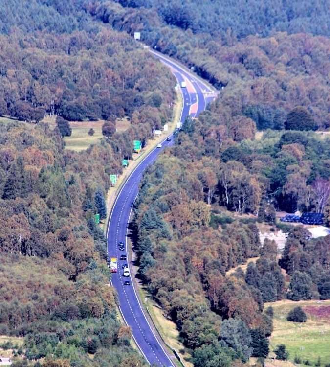 The A9 winds through Strathspey on a sunnier day (David Macleod)