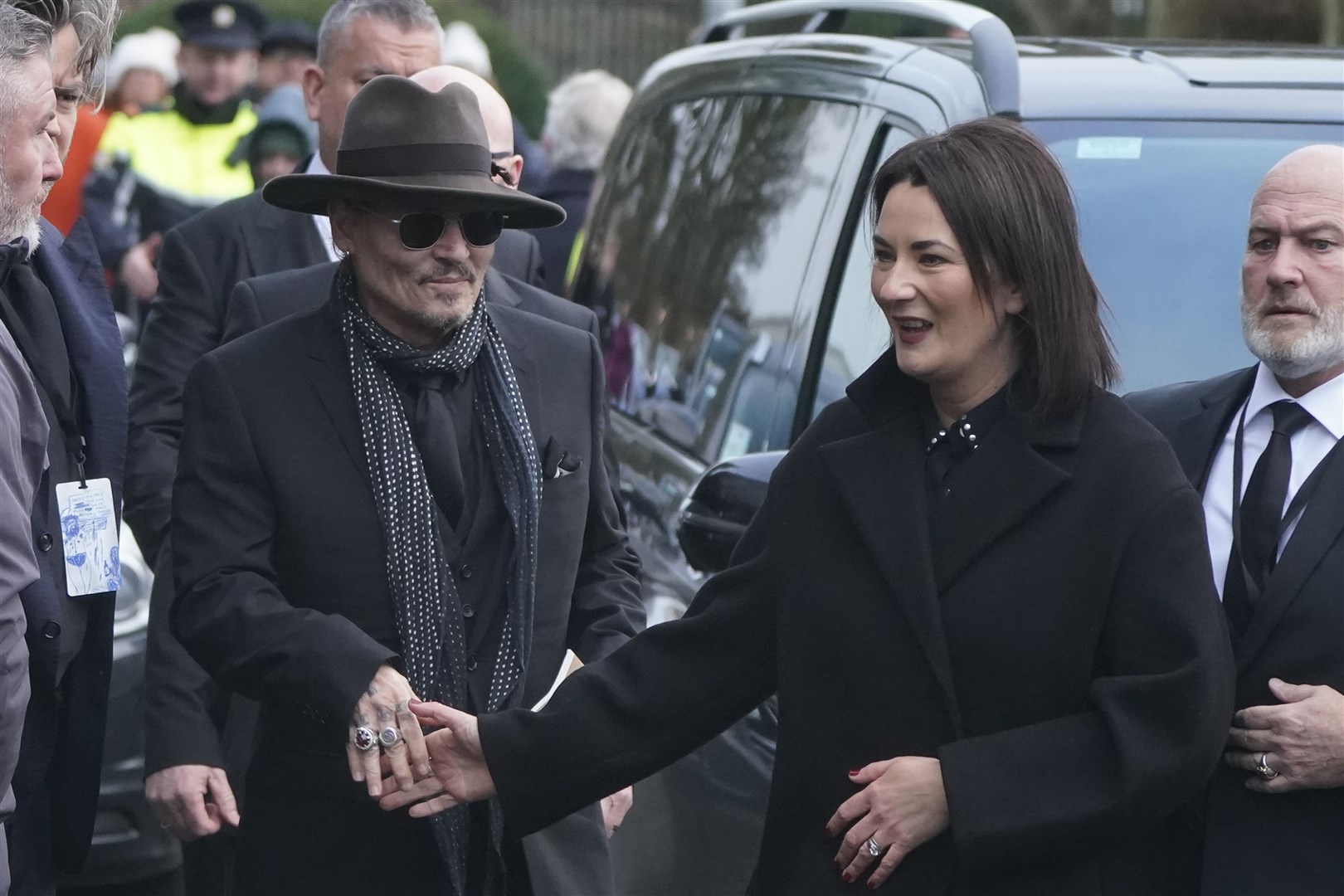 Johnny Depp arrives for the funeral of Shane MacGowan (Niall Carson/PA)