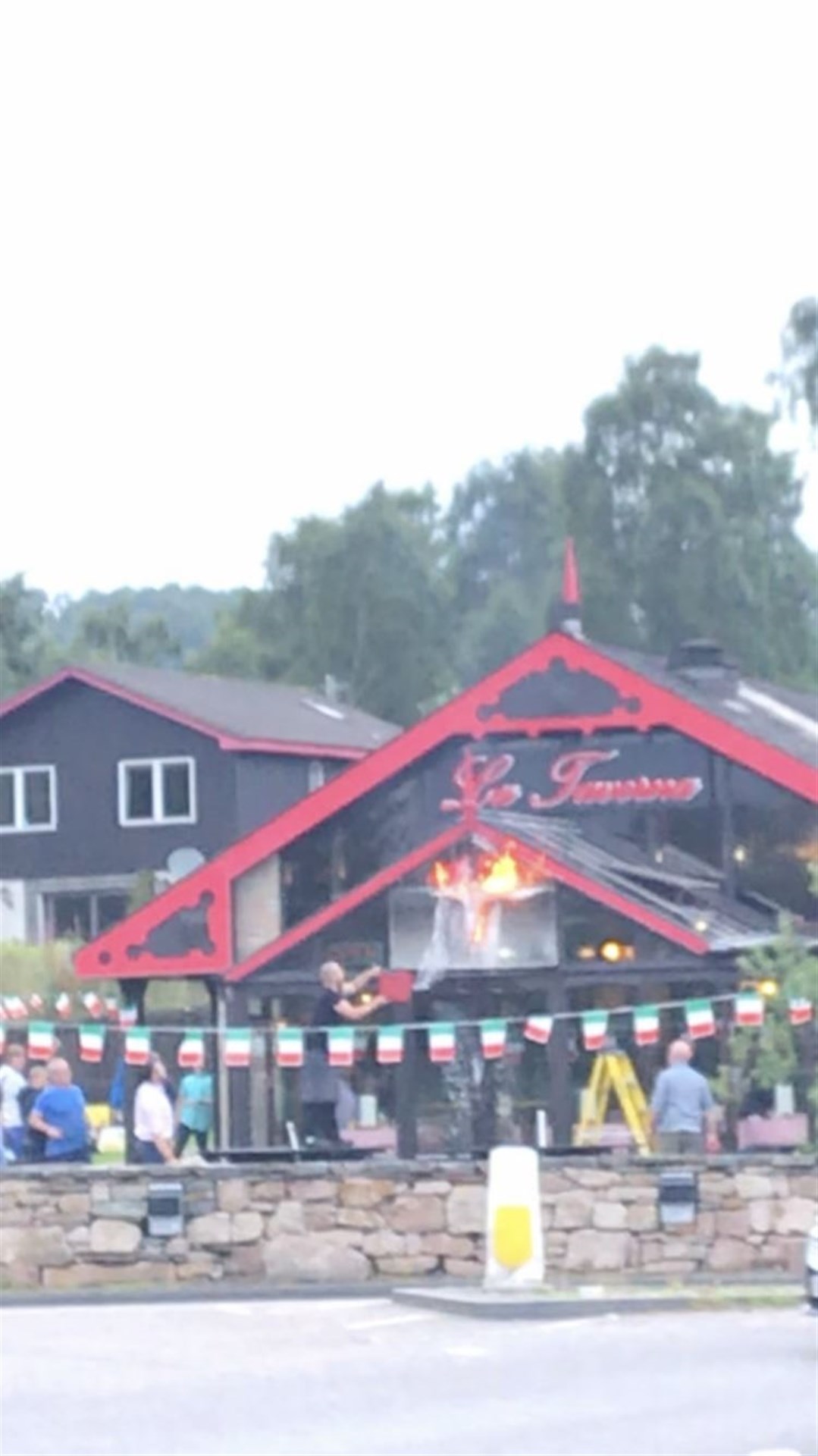 The small blaze which broke out on the electric sign at La Taverna restaurant
