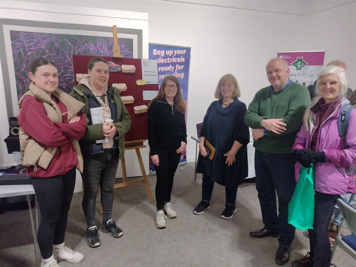 WELCOME TO OUR LAUNCH: Just some of those who turned out at Kingussie's Iona Gallery last weekend to get the new climate action group under way in Badenoch and Strathspey. Photographs Frances Porter and Tom Ramage