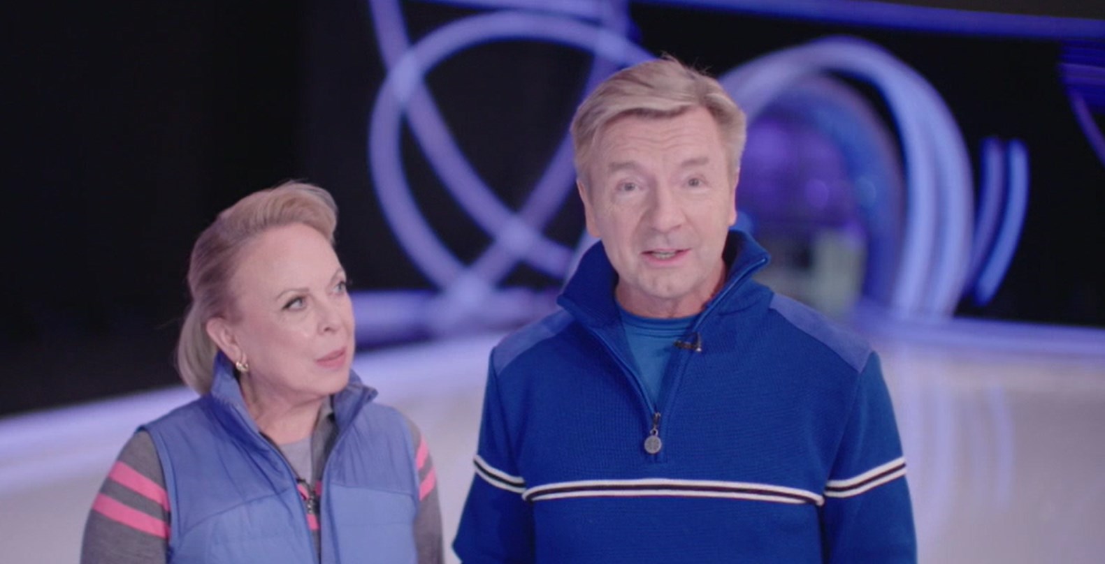 Jayne Torvill and Christopher Dean shared a video message with Ms Barber from the Dancing On Ice studio (Care UK/ITV/PA)