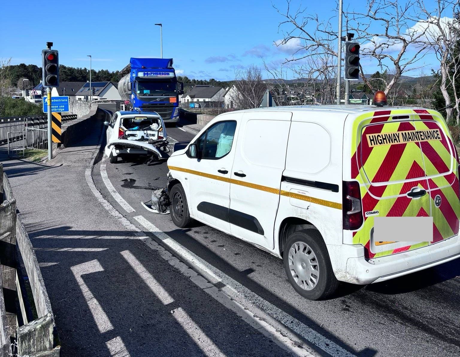 The accident earlier this morning on the A95 at Cromdale bridge.