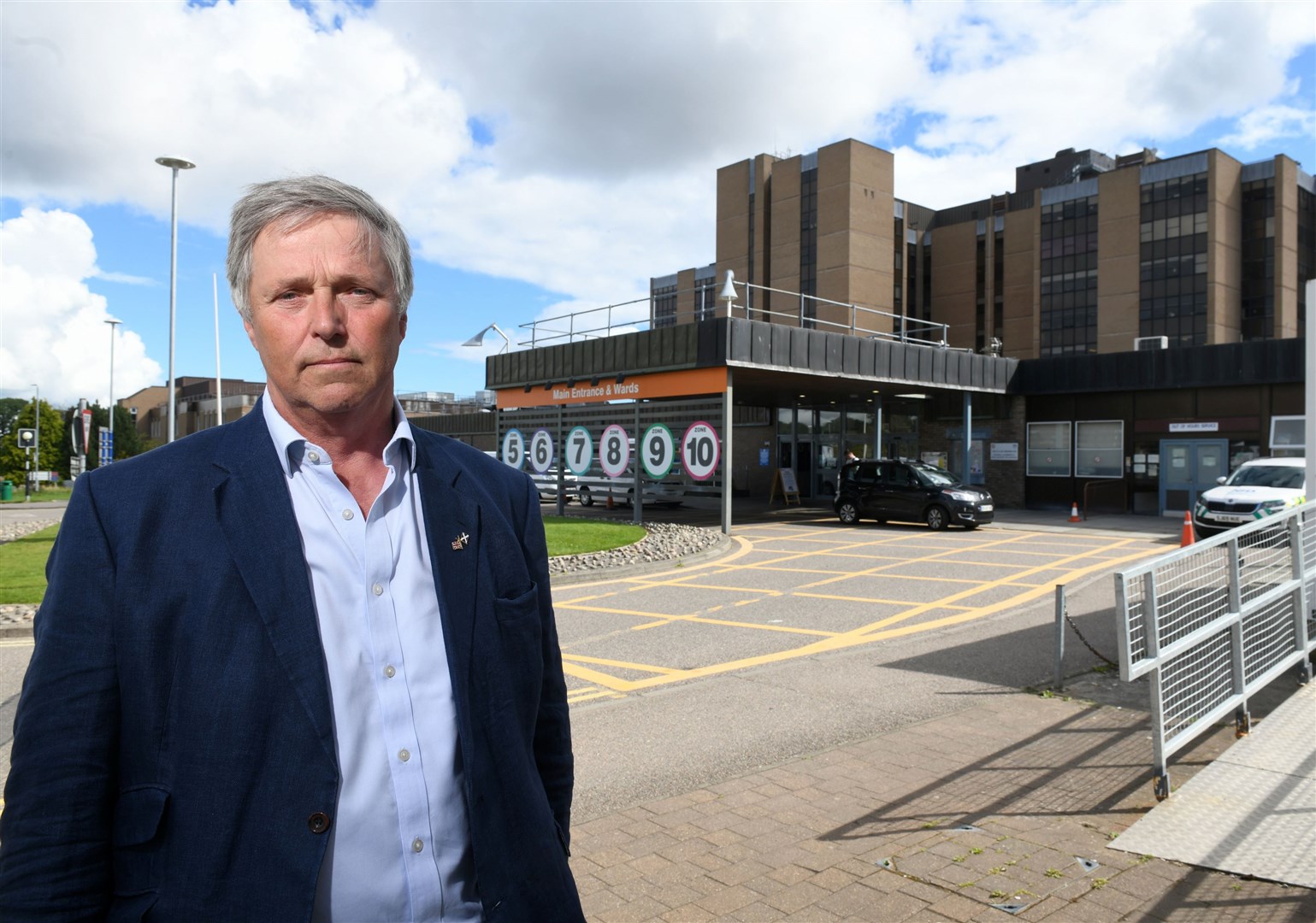 MSP Edward Mountain outside Raigmore Hospital in Inverness. Picture: James Mackenzie.