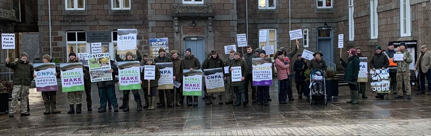 'Enough is enough!' chant the Caingorm Crofters and Farmers Group at Ballater