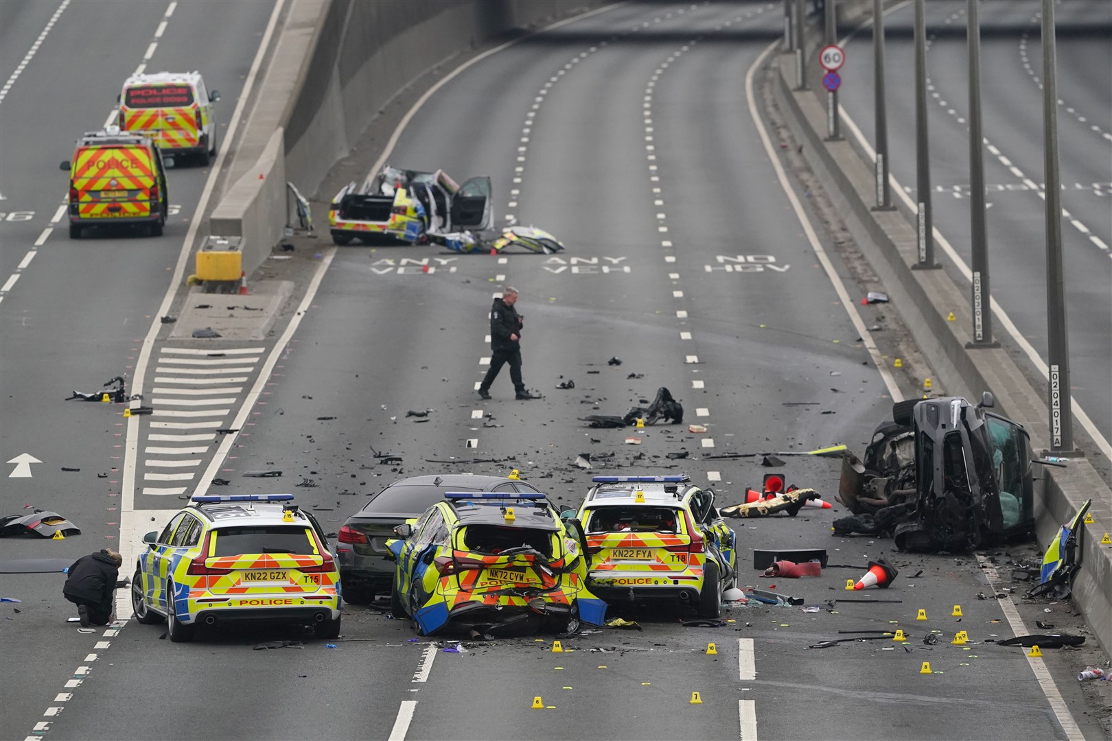 The A1 was closed in both directions (Owen Humphreys/PA)