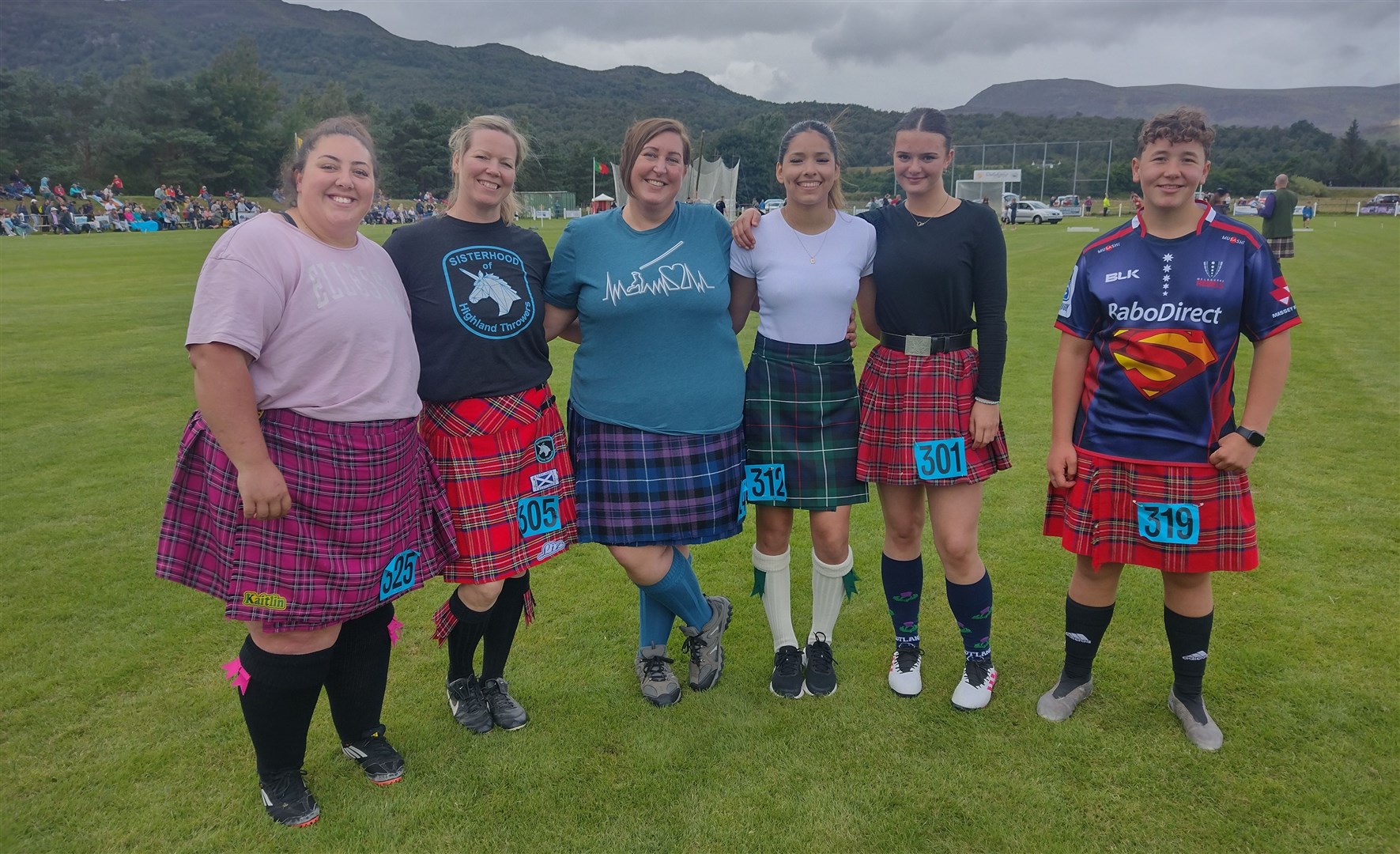SISTERS IN STRENGTH: The lady heavyweights are coming in greater numbers all the time. From left: Kaitlin Hicks, N. Yorks; Liz Elliott, Helensburgh; Jenn Little, Perth; Kethelen Gomes, Brazil; Hermione Allan, Northants; Jules Ramsay, Alyth.