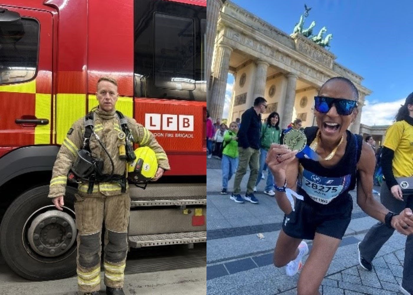 Stephen Moore, left pic, and Adele Roberts are attempting to break records at the London Marathon (Guinness World Records/PA)