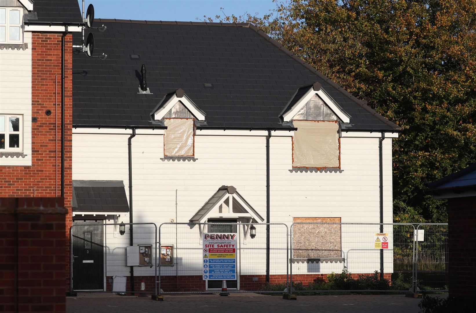 The start of demolition work at the former home of Novichok victim Charlie Rowley, on Muggleton Road, Amesbury, Wiltshire (Andrew Matthews/PA)