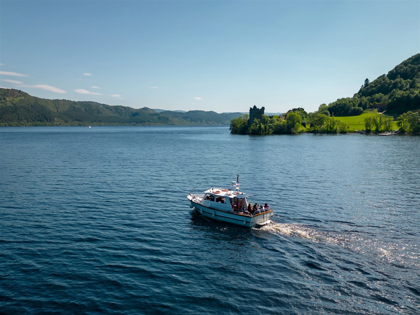 The Deepscan cruise boat off Urquart Castle, Loch Ness. Picture by Michal Wachucik/Abermedia