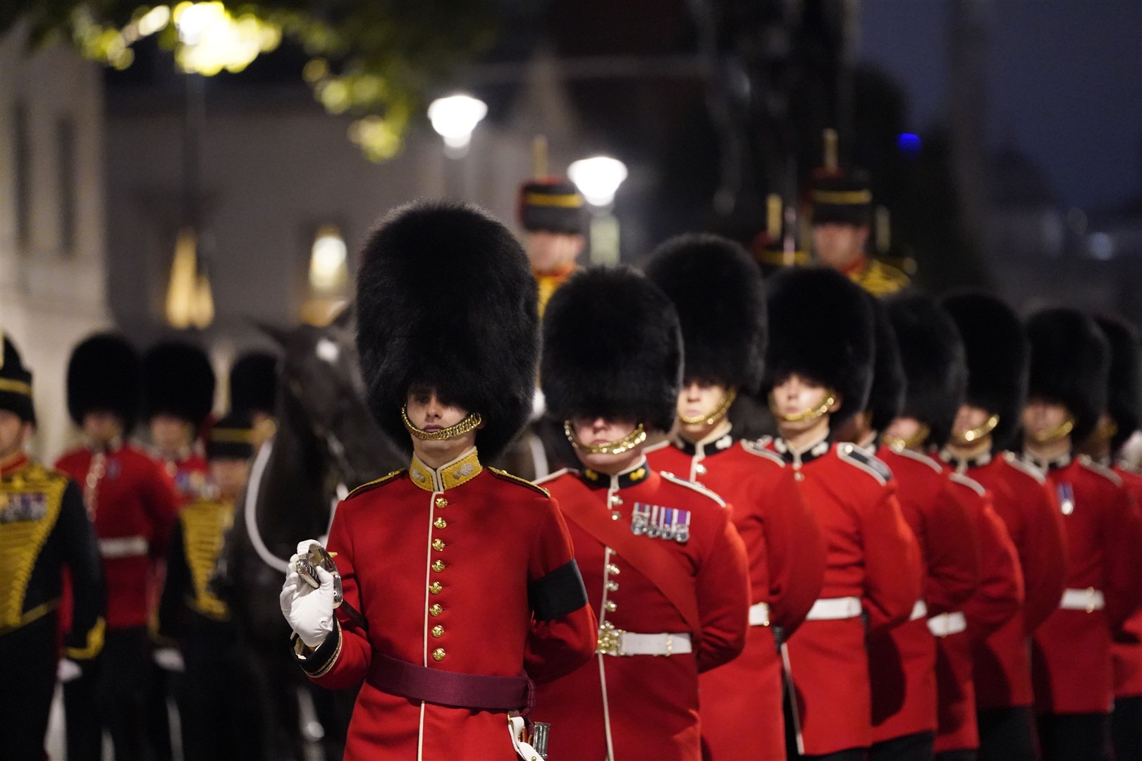 An early morning rehearsal for the procession of Queen Elizabeth’s coffin (Danny Lawson/PA)