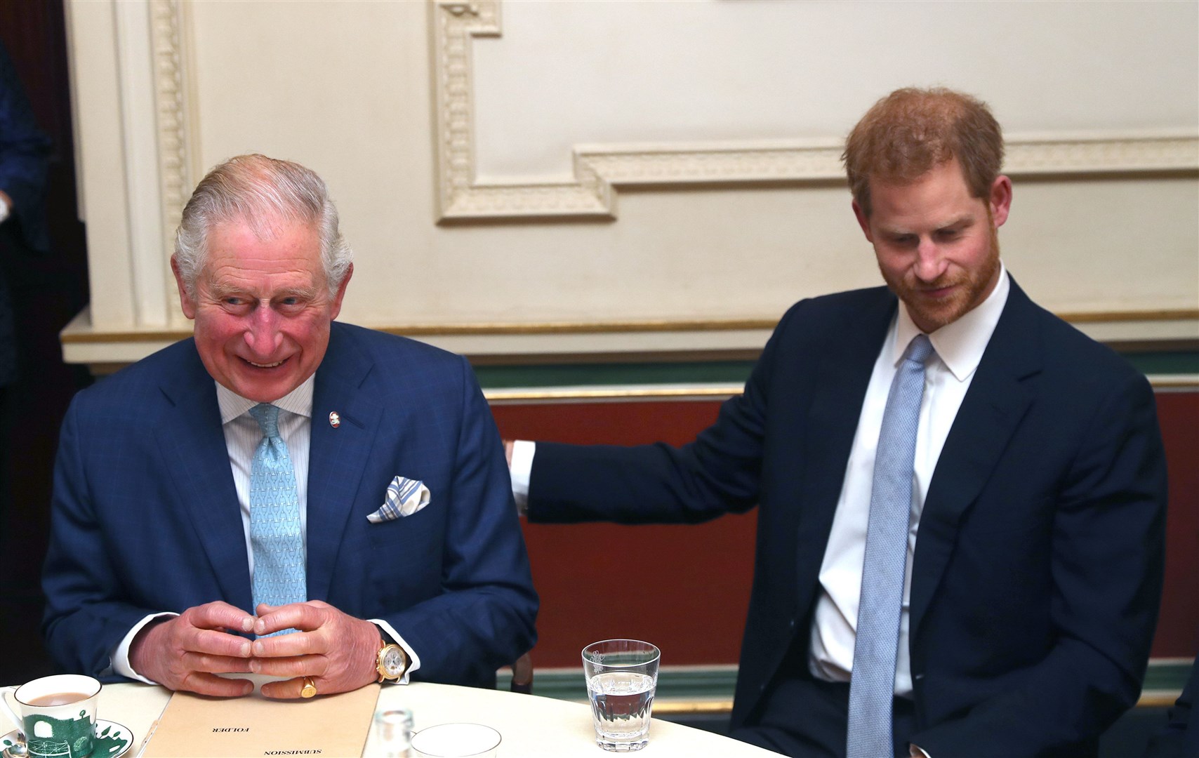 Charles and Harry during a discussion about violent youth crime at a forum at Clarence House in 2018 (Steve Parsons/PA)