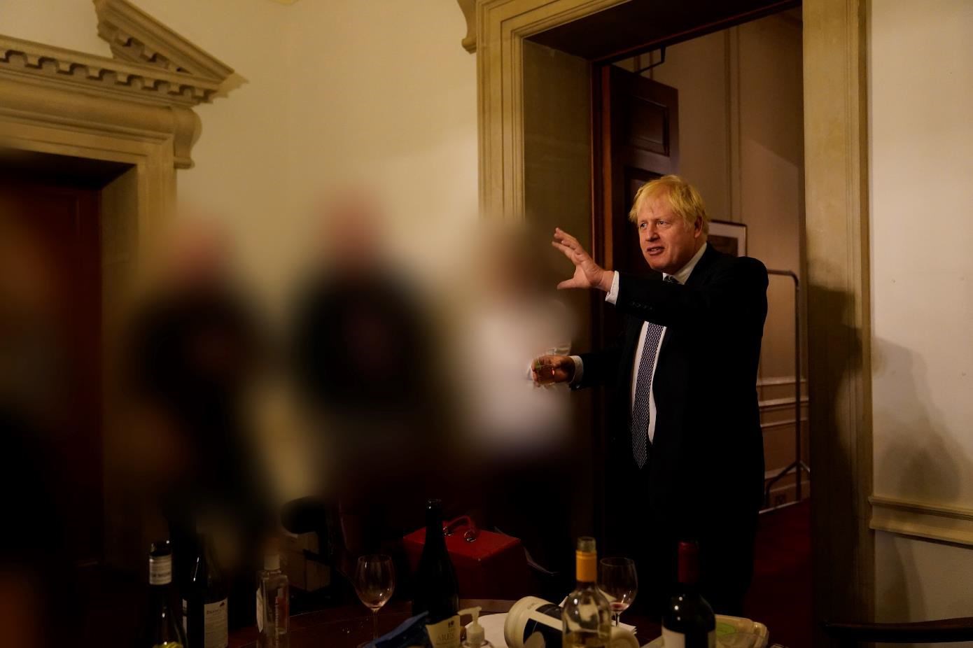 Boris Johnson pictured at a gathering in 10 Downing Street during lockdown (Sue Gray Report/Cabinet Office)