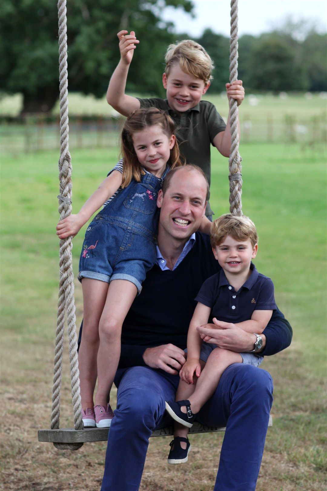 The Duke of Cambridge with Princes George and Louis and Princess Charlotte (The Duchess of Cambridge/Kensington Palace/PA)