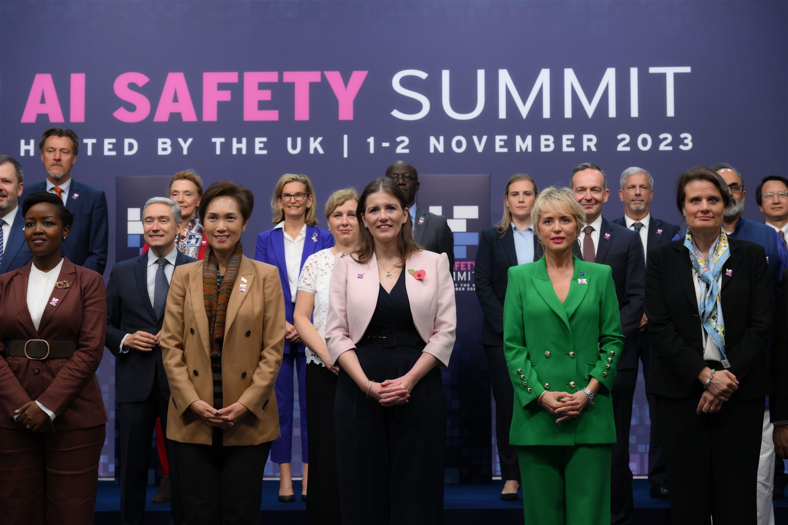 Technology Secretary Michelle Donelan (front row centre) is joined by international counterparts for a family photo at the AI safety summit (Doug Peters/PA)