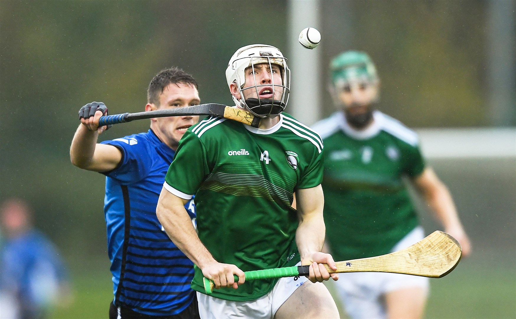 Shane McGovern of Ireland in action against Daniel Grieve of Scotland during the Senior Hurling Shinty International 2019 match between Ireland and Scotland at the GAA National Games Development Centre in Abbotstown, Dublin. Photo by Piaras Ó Mídheach/Sportsfile