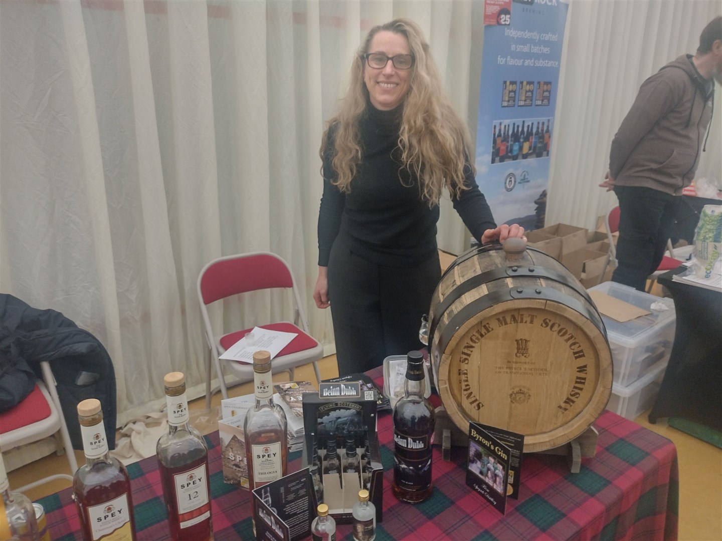 ROLL OUT THE BARREL: One of the especially pleasing features of this year's Food Hall was the arrival for the first time of Badenoch's own Spey Distillery, which was represented beautifully by Claire Southern, from the company's ever popular Snug based at the Aviemore Retail Park.