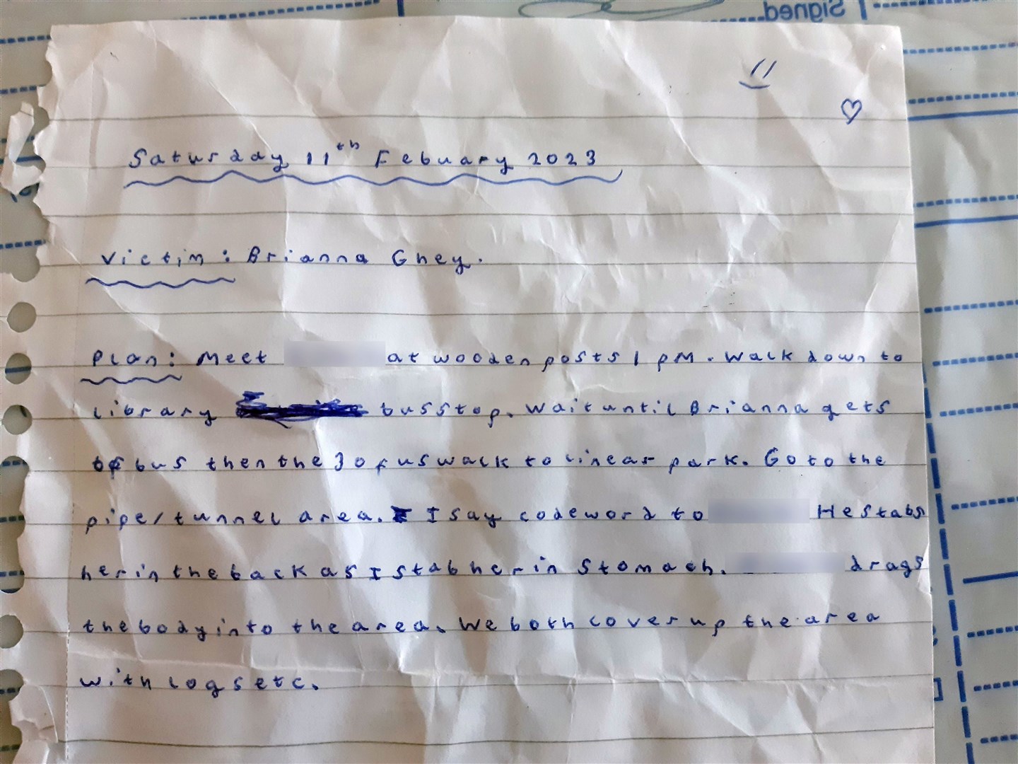 The crumpled, hand-written note