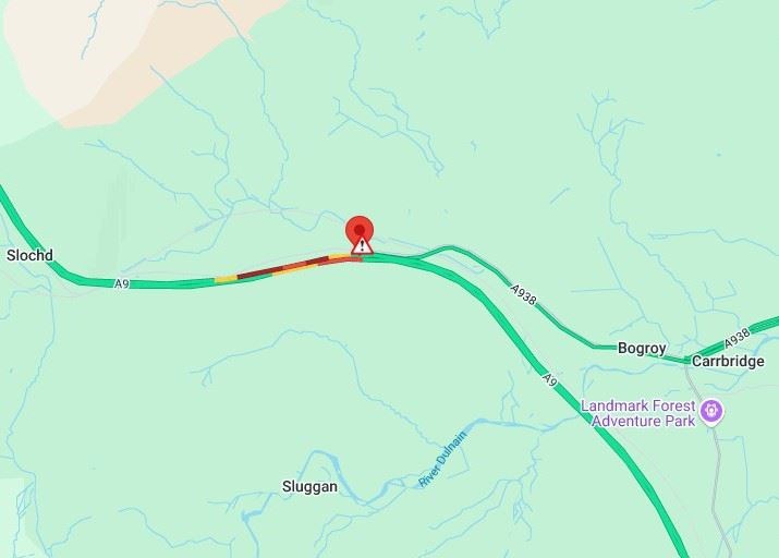 The AA's map of the accident scene showing traffic build-up