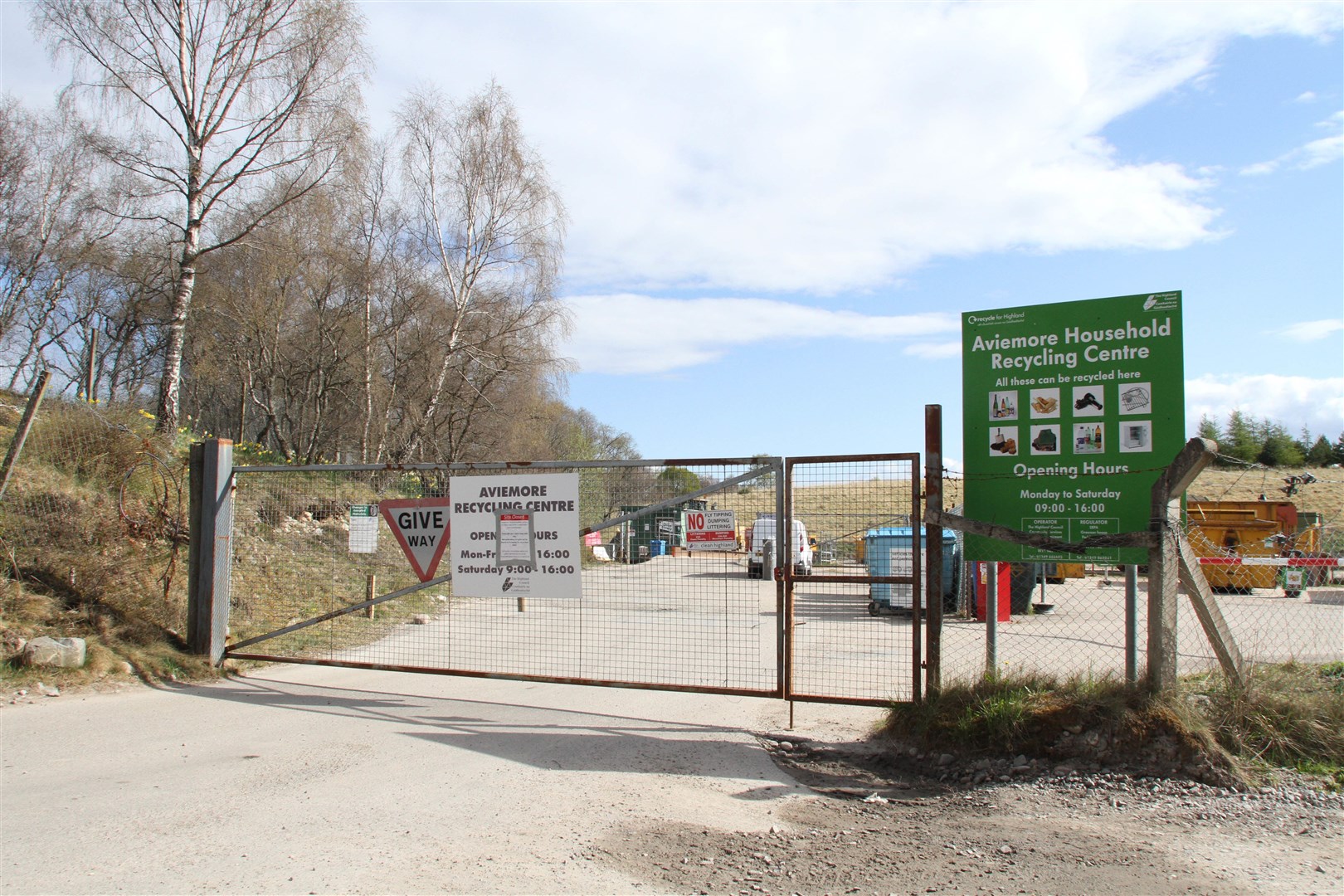 The gates are currently locked at the household waste and recycling site at Granish, just north of Aviemore.