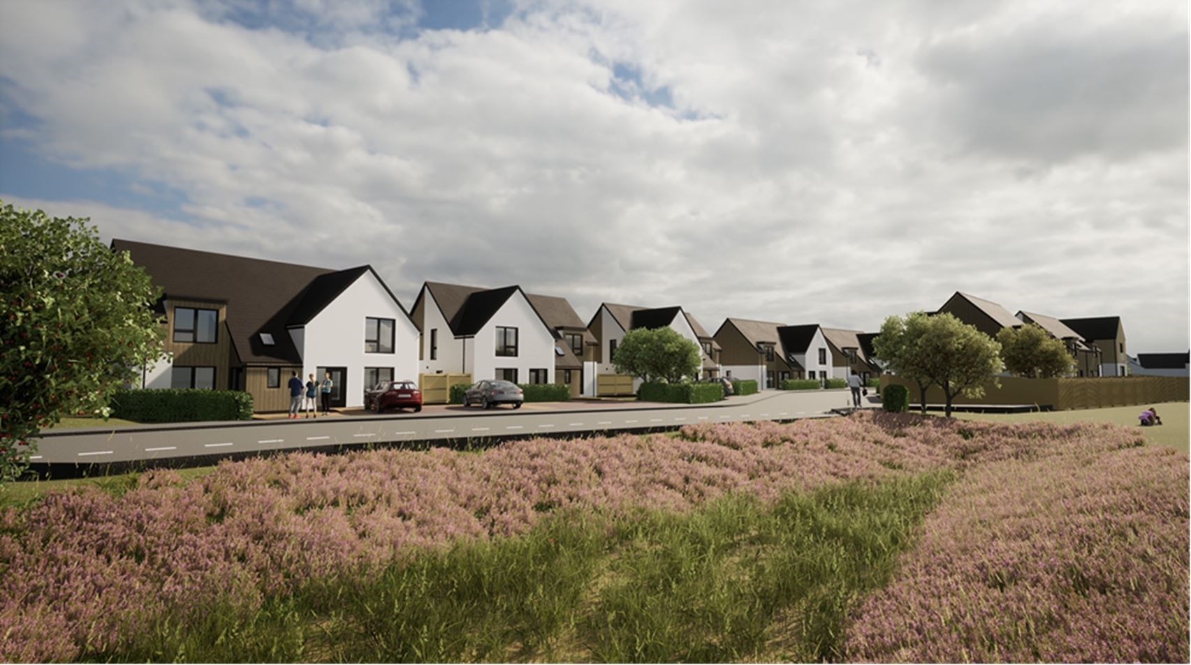 A visual impression of the new affordable homes planned in Nethy Bridge.