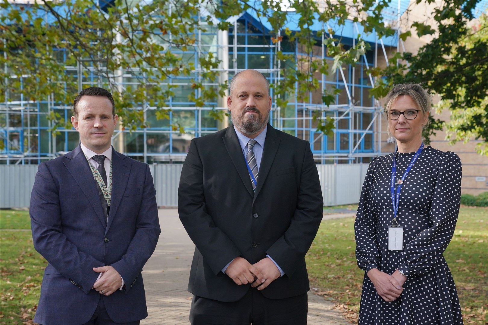 From left, Detective Sergeant Ben Rushmere, Detective Constable Steven Tilley and Detective Constable Hayley Langmead, outside Basildon Combined Court in Essex, where Jay Lang has been sentenced to 21 years in prison