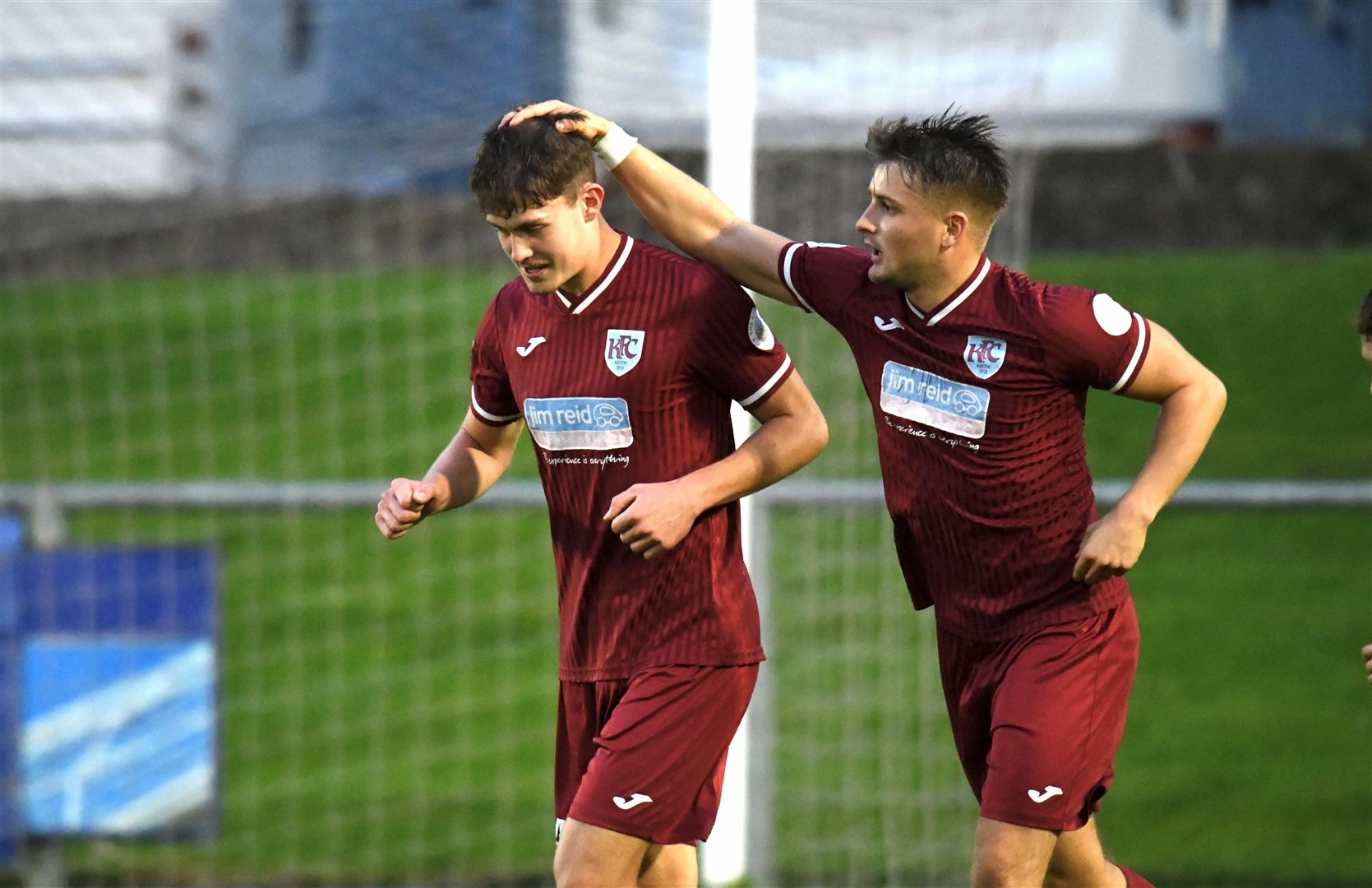 Ronan Craib (left) celebrates scoring Keith's opener against Forres. Picture: Beth Taylor