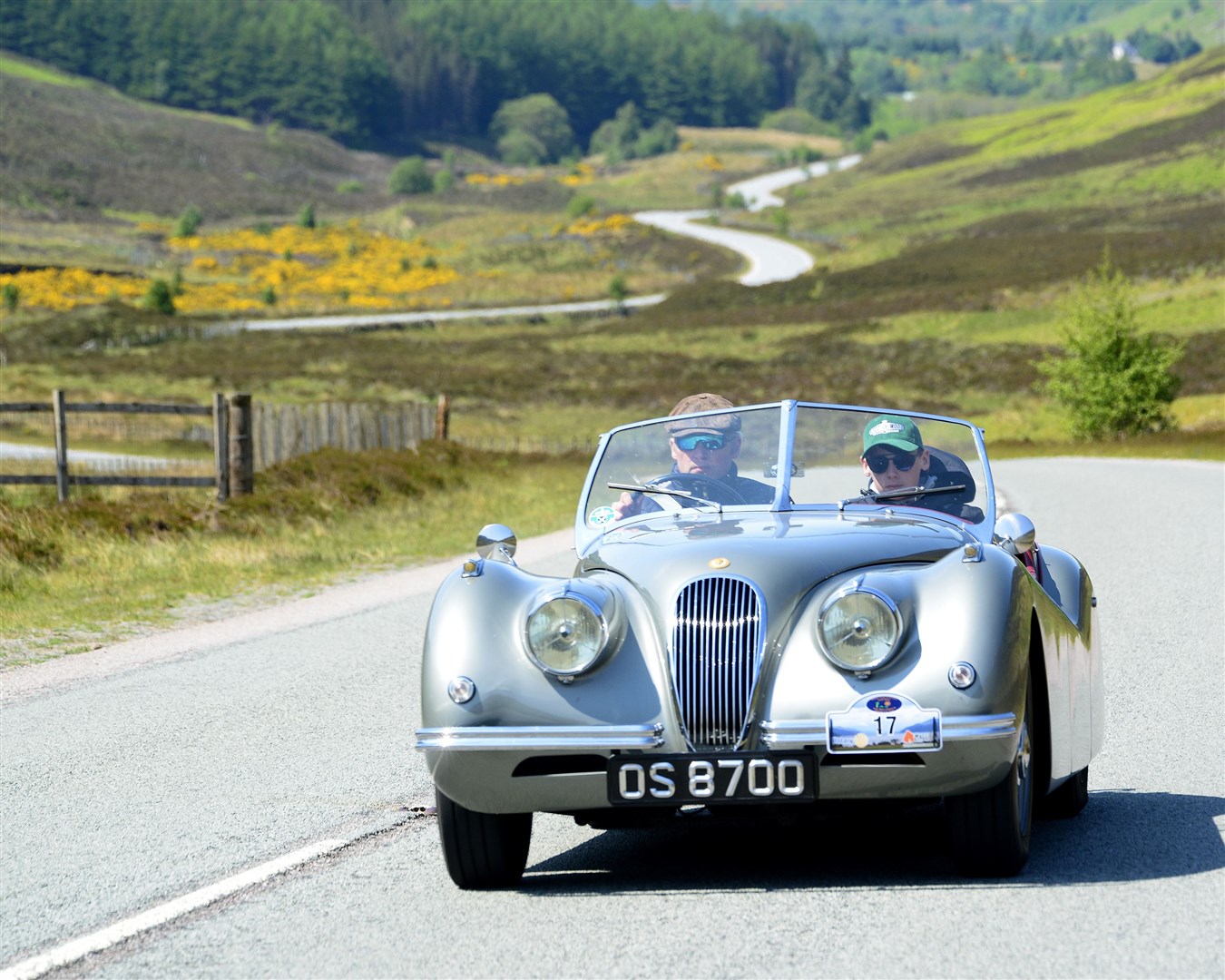 1953 Jaguar XK120 at Glen Docherty. Photo: Loch Ness Classic Car Tour