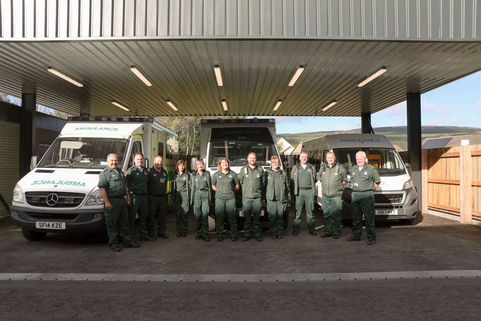 Ambulance crew members from across Badenoch and Strathspey at the new Scottish Ambulance Service base in Aviemore.