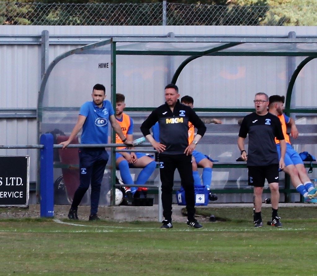 Charlie Brown (right) is hoping that his side can shore up things at the back after a 7-0 defeat to Banks O'Dee last time out in the league.