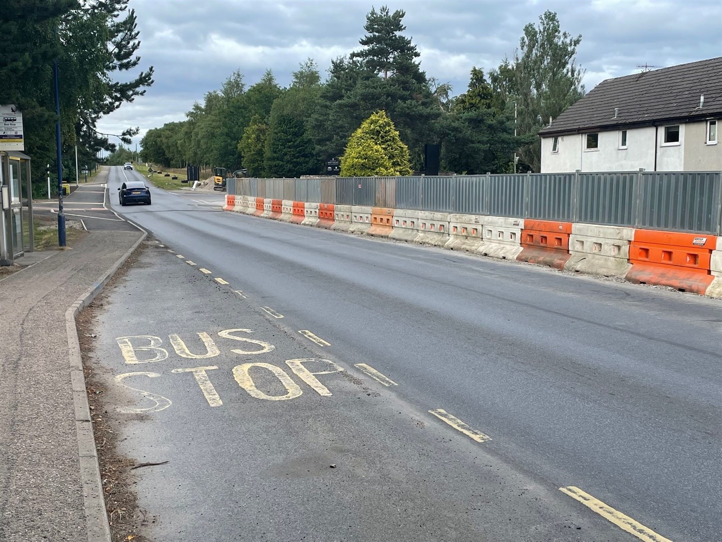 The barrier extending north along Grampian Road from Burnside Avenue.