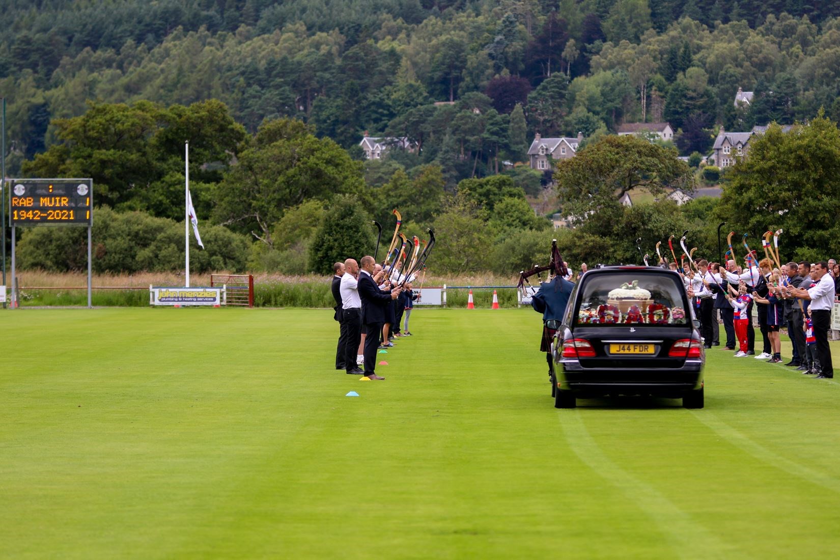 A final farewell to the Dell for Kingussie goalkeeping legend Rab Muir (Photo: Aidan Woods)