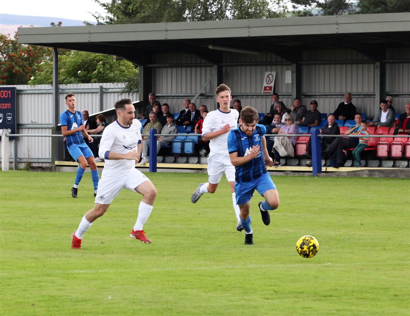 Iain Ross shows a good turn of pace to get away from his marker during Saturday's 6-0 defeat to Banks O' Dee. Picture: Frances Porter.
