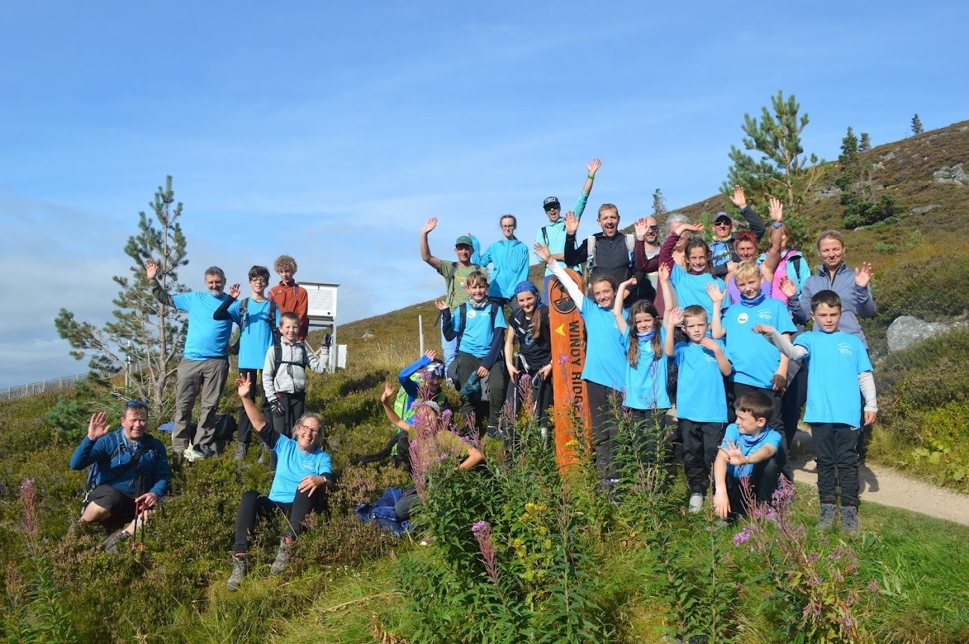 The group chilling out on their great climb
