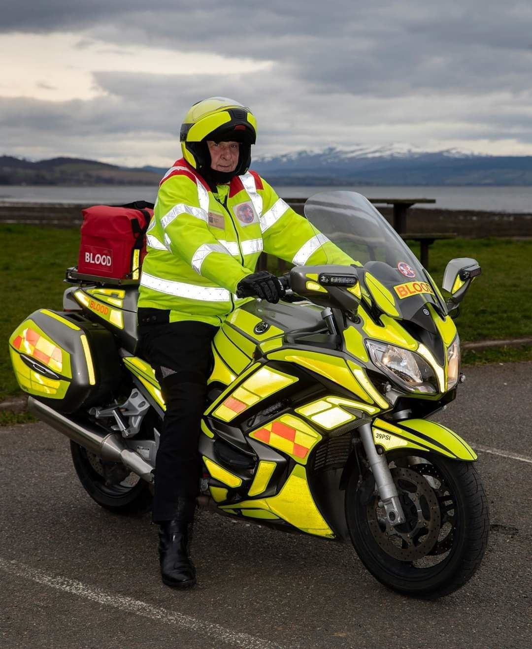 President Ross Sharp on one of the Blood Bikes