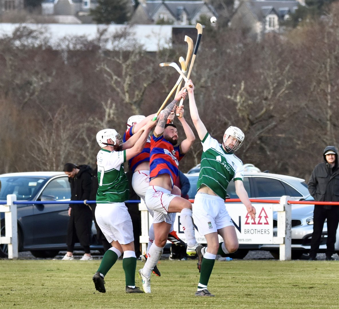 New skipper Thomas Borthwick in the thick of the action challenging for an aerial ball. Picture: Fiona Young.