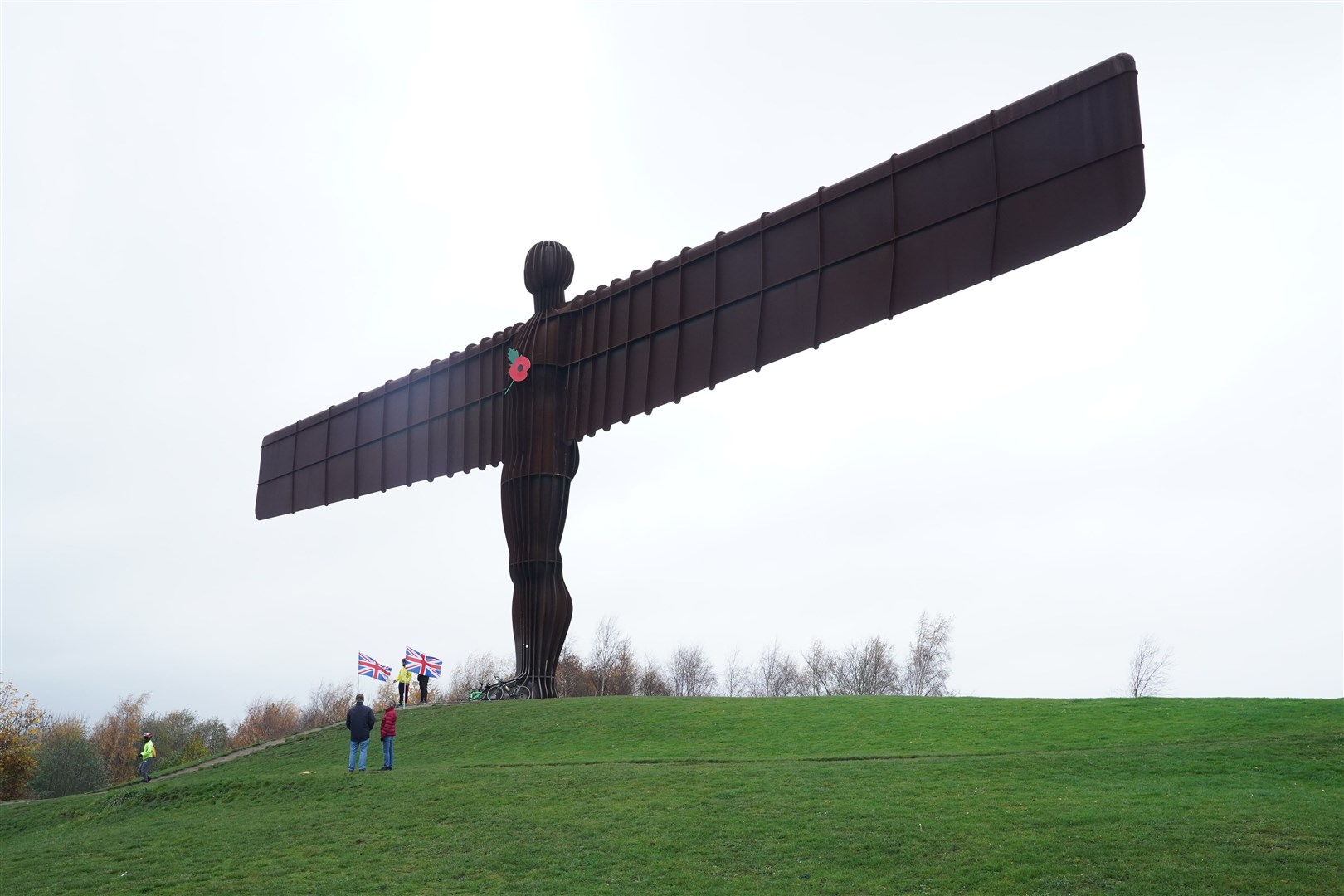 The Angel of the North in Gateshead was given a poppy (Owen Humphreys/PA)