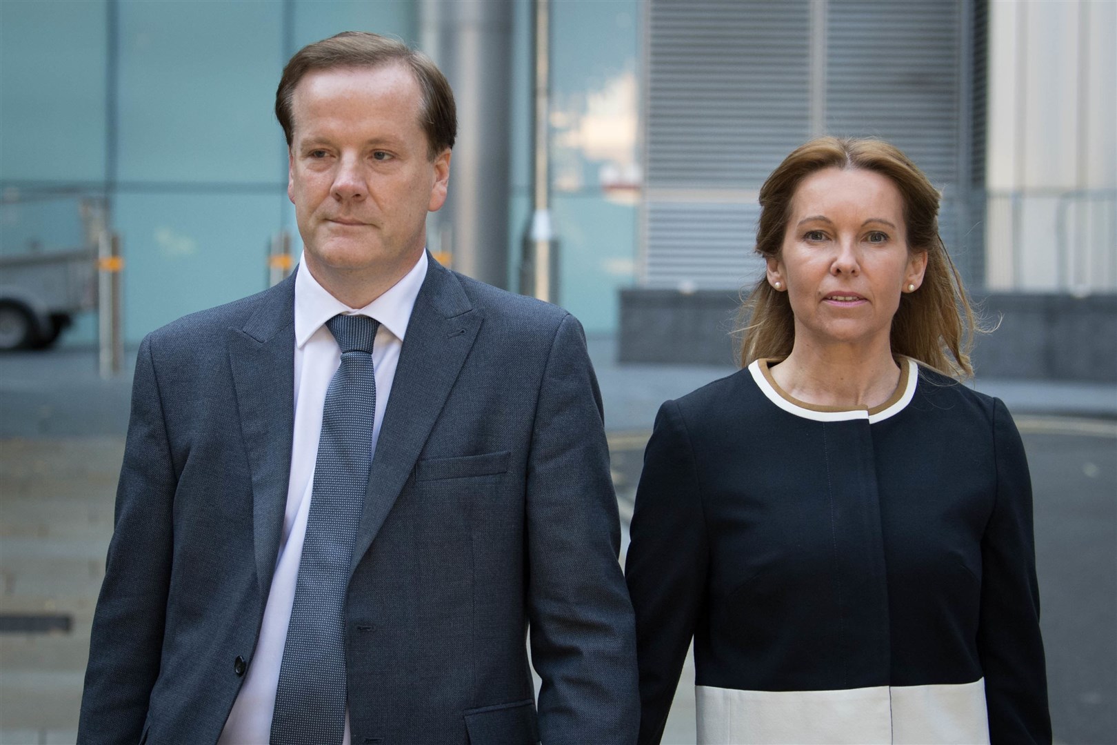 Former Conservative MP Charlie Elphicke, with MP for Dover Natalie Elphicke, arriving at court where he was later convicted (Stefan Rousseau/PA)