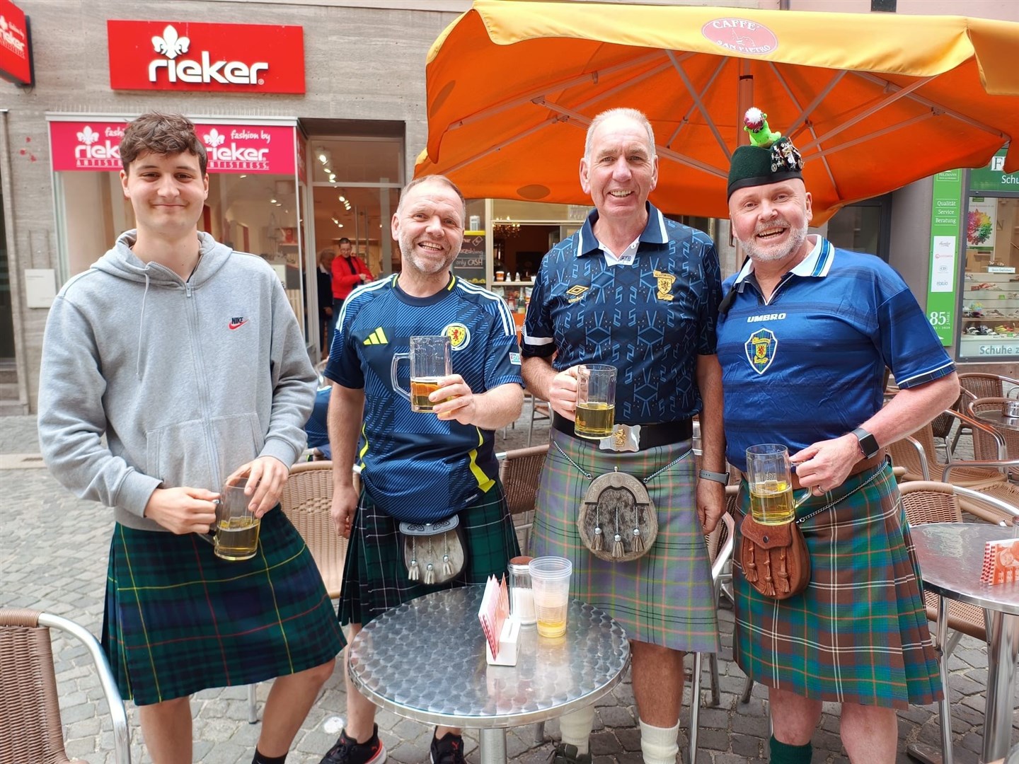 Rory MacLean, David MacLean, Gavin MacLean and Duncan Chisholm enjoying themselves in Munich.