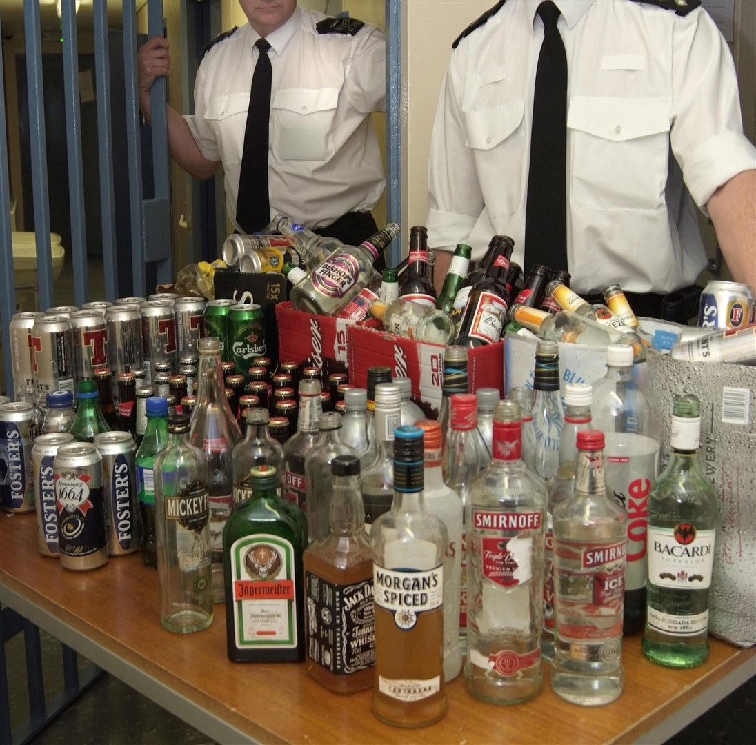 Alcohol seized from underage youths during a past police crackdown. The new campaign is targetting those who buy the alcohol for under 18s.