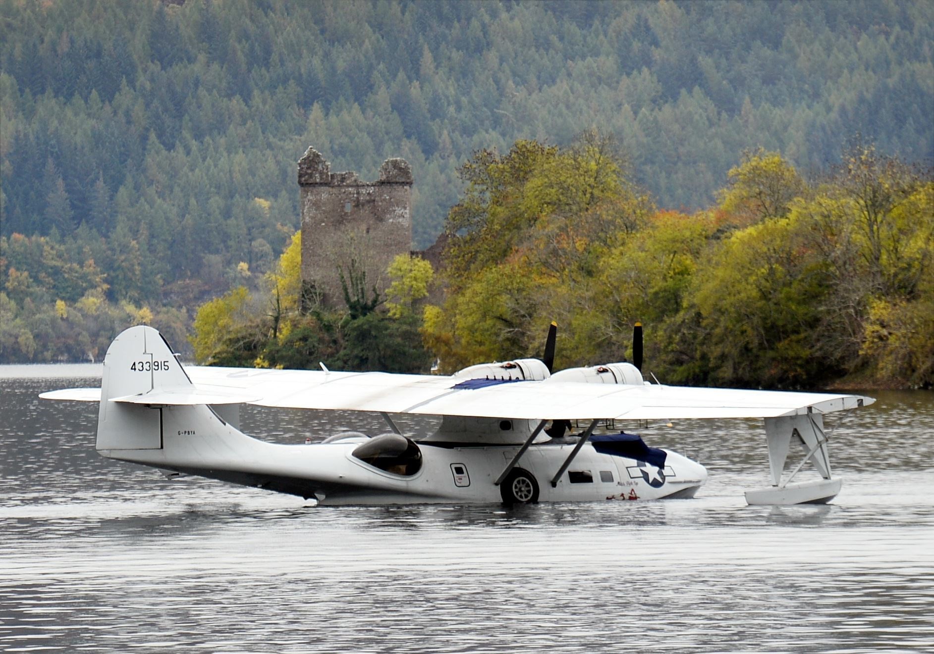 Sea plane lifted out of water at Temple Pier Loch Ness...Picture: Gary Anthony..