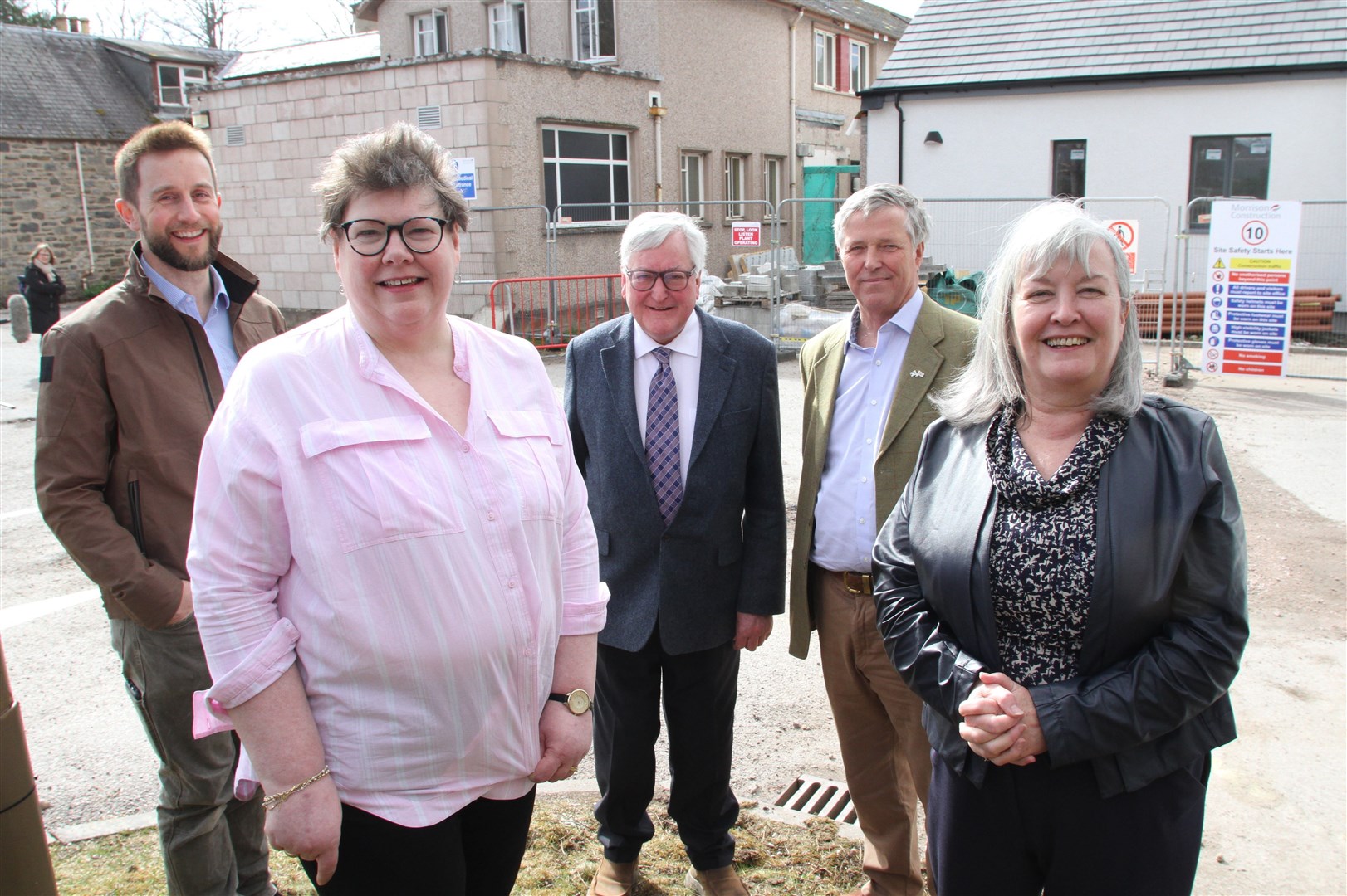 A cause for celebration... Dr Al Miles, practice executive manager Kathy Cockburn, Fergus Ewing MSP, Edward Mountain MSP and Rhoda Grant MSP at yesterday's announcement of the funding success.