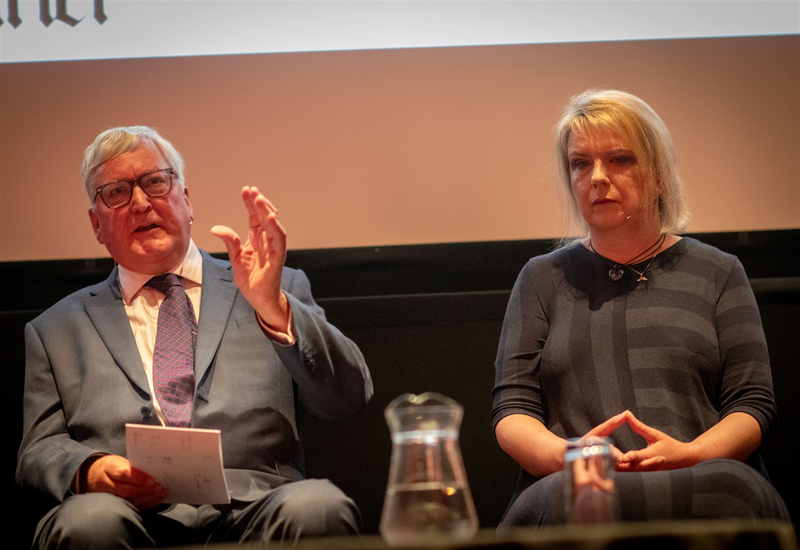Fergus Ewing MSP and Laura Hansler at The Inverness Courier’s A9 summit. Picture: Callum Mackay..