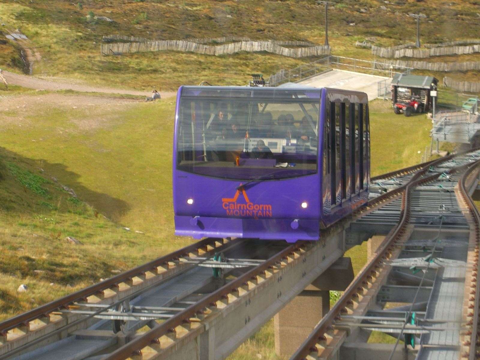 The funicular railway, which is currently out of service, on Cairngorm Mountain.