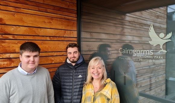 At the CNPA headquarters in Grantown are Calum Guy (graduate trainee accountant), Luke Diggins (IT technician apprentice) and Kate Christie (head of organisational development).