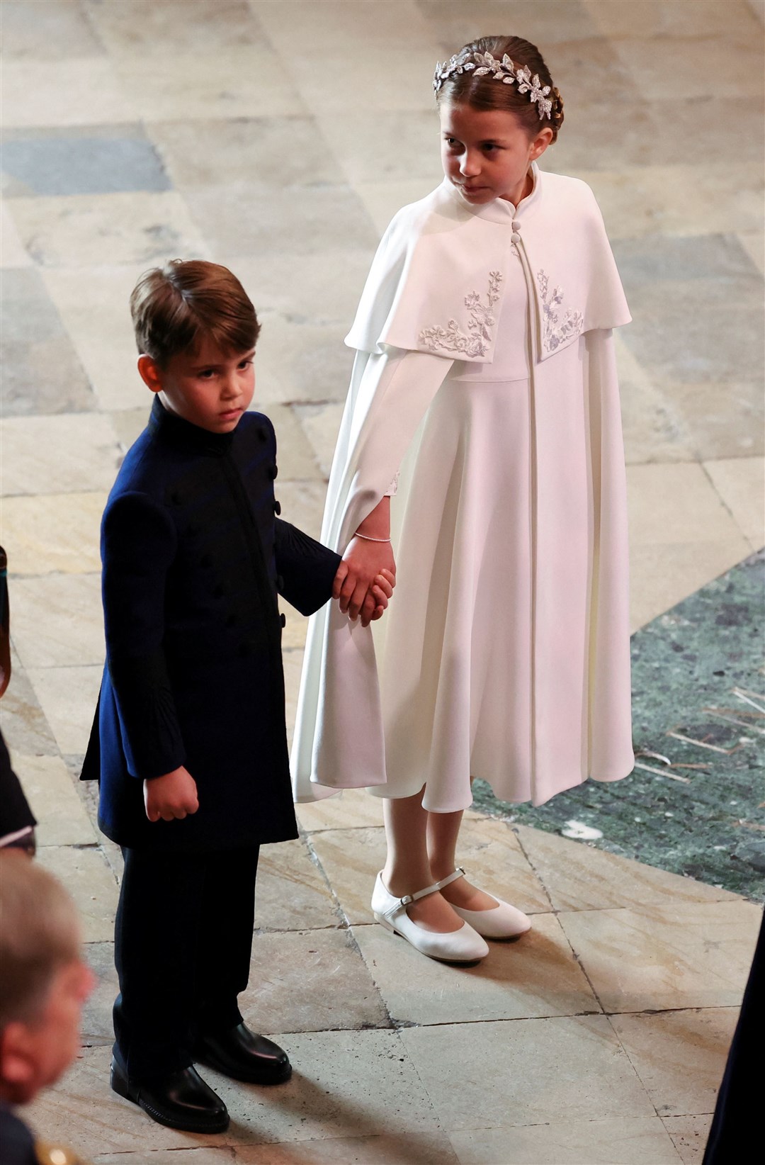 Prince Louis and Princess Charlotte arriving at the King and Queen’s coronation (Phil Noble/PA)