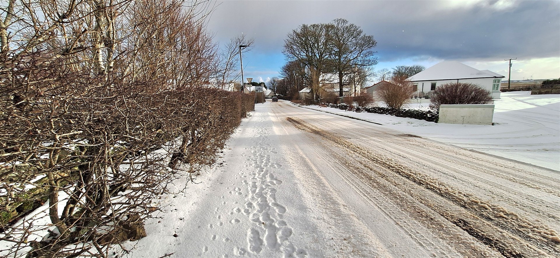 Snow on Banks Road in Watten on January 9. Picture: DGS